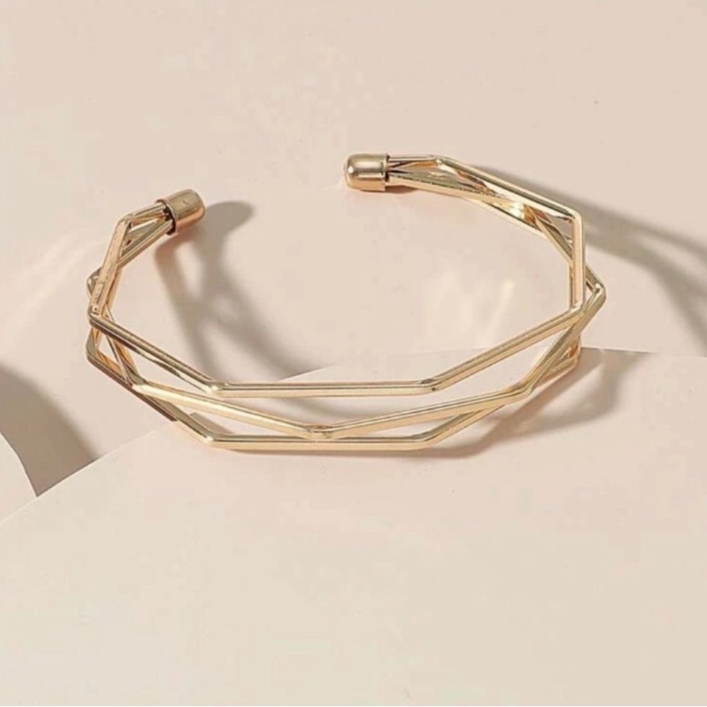 Gold Geometrical Cuff Bracelet